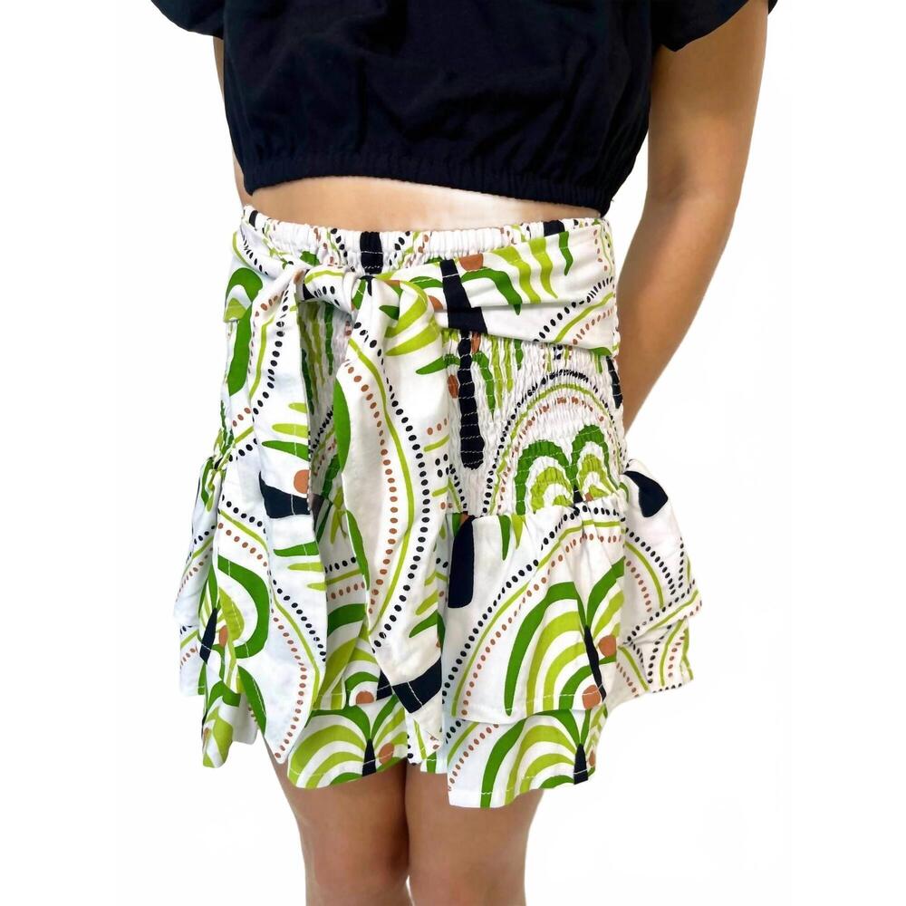 NEW SANDY LIANG kid's sunset palm tie mini skirt in multi